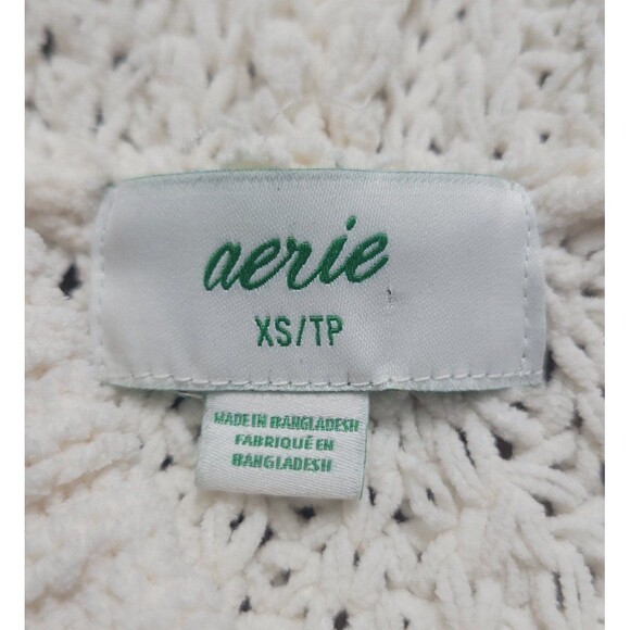 Aerie Cropped Cable Knit Hoodie Sweater Pull over size XS cream - Picture 2 of 6
